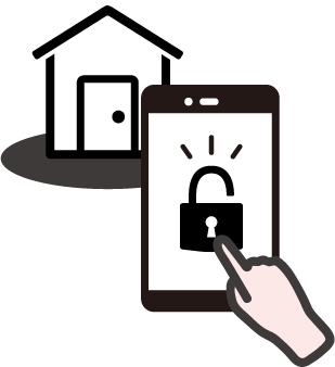 スマホで解錠のイラスト
